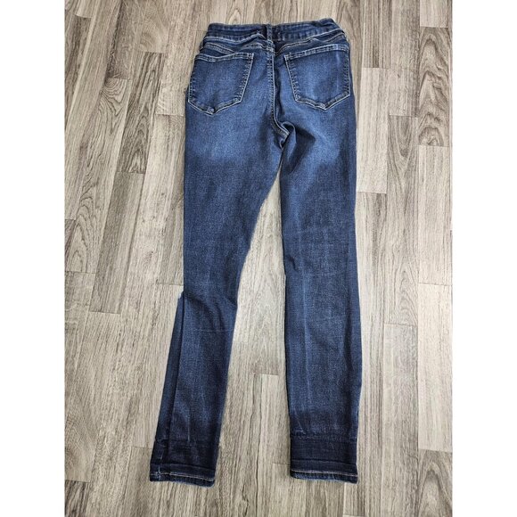 SO Jeans Womens 7/28 Blue High Rise Skinny Distressed Stretch Ripped Dark Wash - Picture 3 of 14